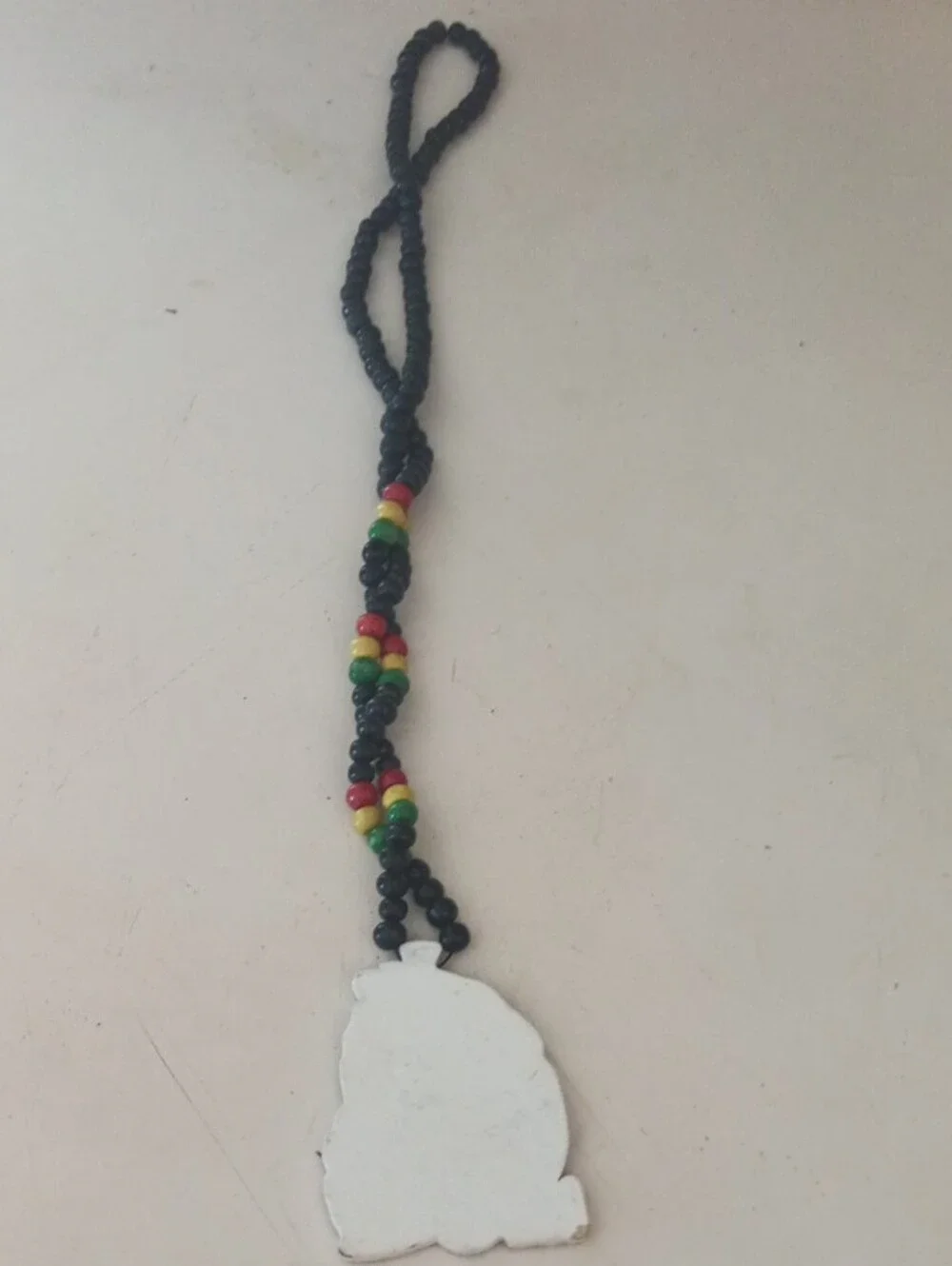 Source Unknown Black Beaded Rasta Bob Marley Pendant Necklace